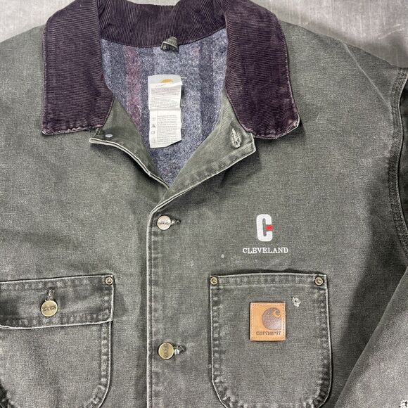 VTG Carhartt‎ Jacket Men XXL Green Blanket Lined Chore Coat Cleveland C02 MOS - Picture 2 of 8